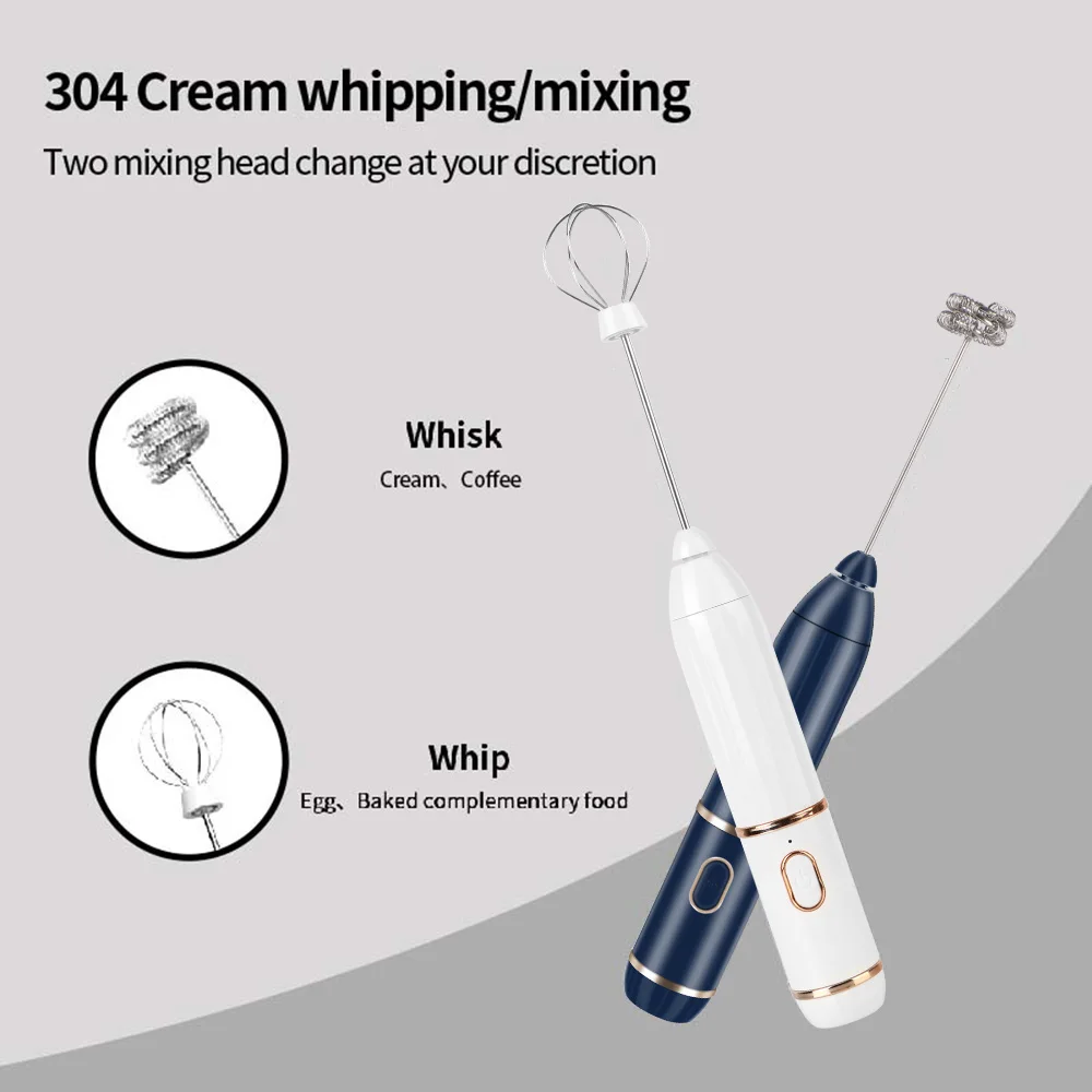 3 Speeds Mini Coffee Maker Whisk Electric Handheld Milk Frothers USB For Cappuccino Cream Rechargeable Kitchen Egg Whisk Mixer