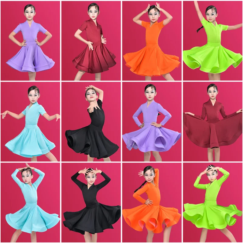 Latin Dance Training Costume Girl New Children's Performance Costume Competition Regulations Latin dance dress