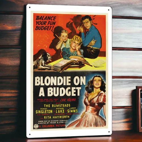 Blondie on a Budget Metal Movie Poster Tin Sign Plaque Wall Decor Film 8