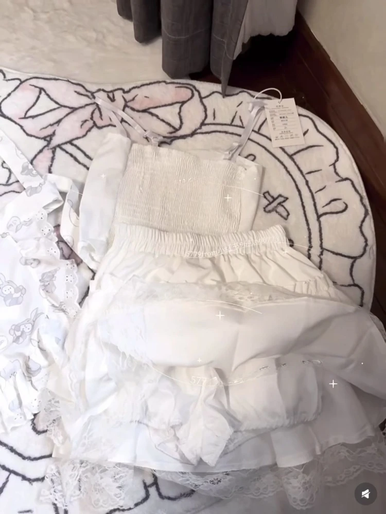 اليابانية لطيف لوليتا الحلو قطعتين مجموعة المرأة دمية طوق قميص الوردي حزام التنانير جديد Kawaii JK Harajuku الجنية الصيف دعوى 2925