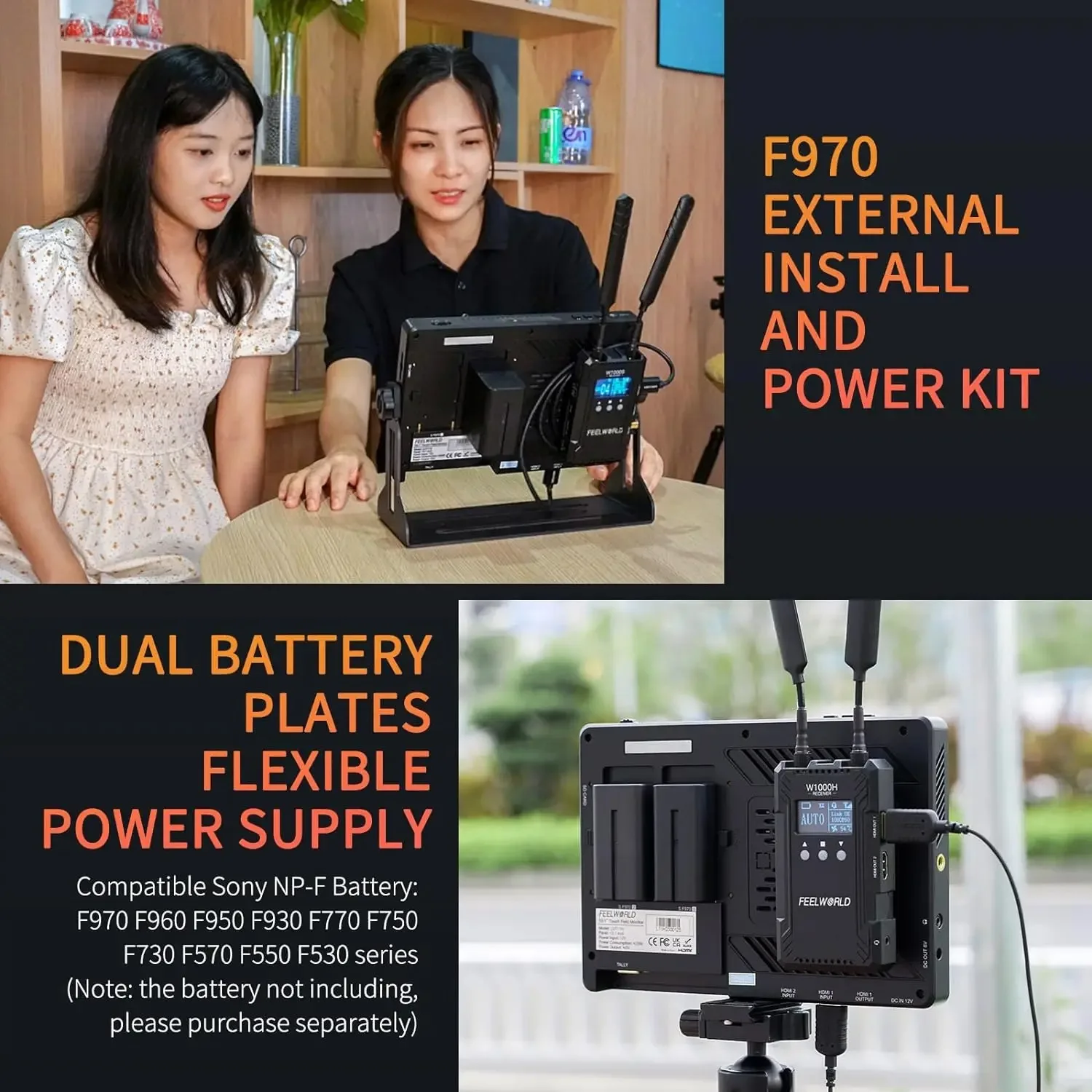 FEELWORLD LUT11H 10.1 Inch 4K HDMI I/O 1920x1200 3D LUT Touch Screen F970 External Power Kit2000nit IPS Monitor