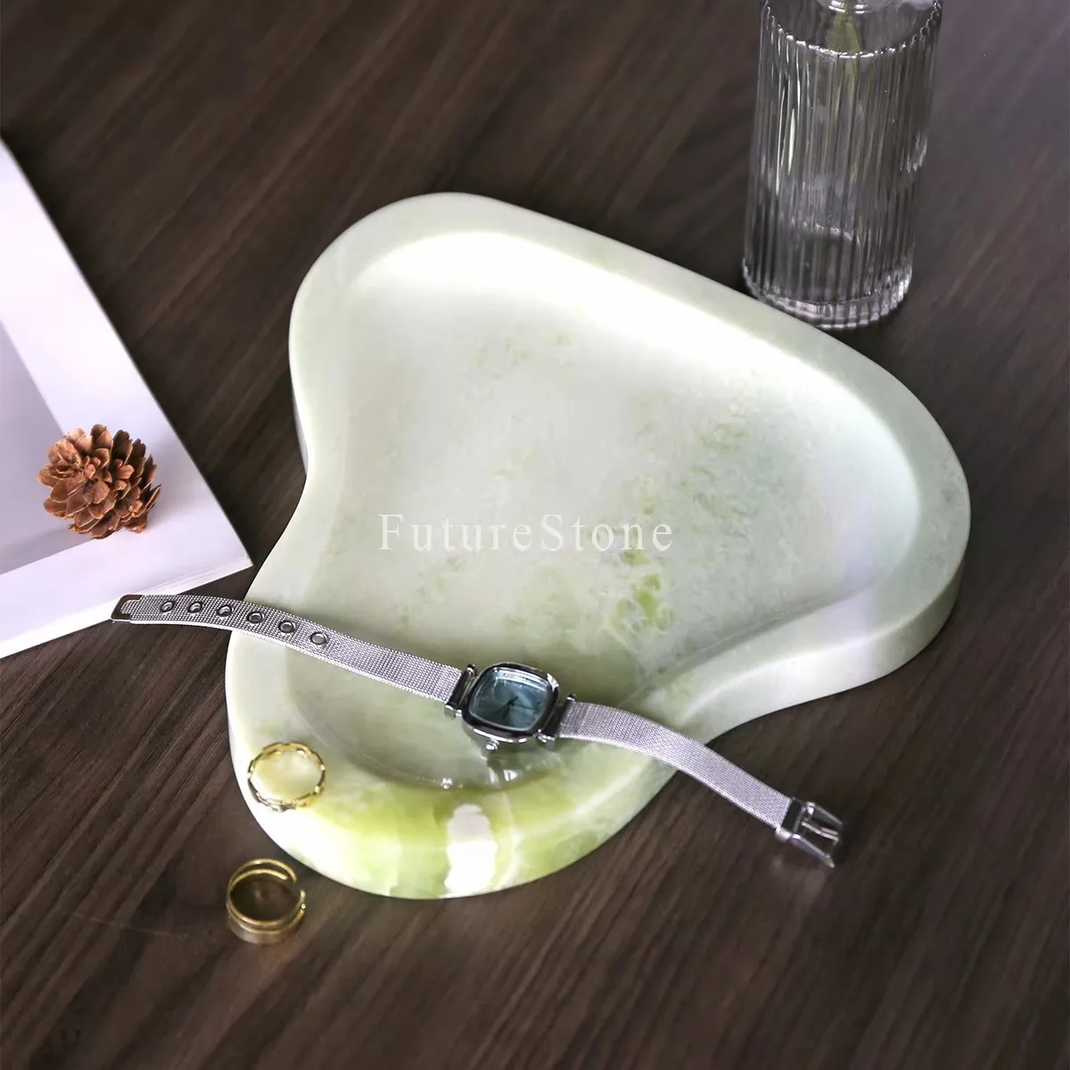 

European style Advanced Home use Natural Marble Art Design Tray Light luxury Jewelry Storage Tray Decorative Tray ornaments