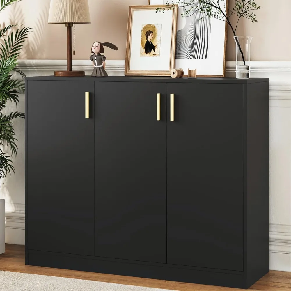 Buffet Cabinet with Storage, Accent Storage Cabinet with Doors and Shelves, Wood Coffee Bar Sideboard Console Table