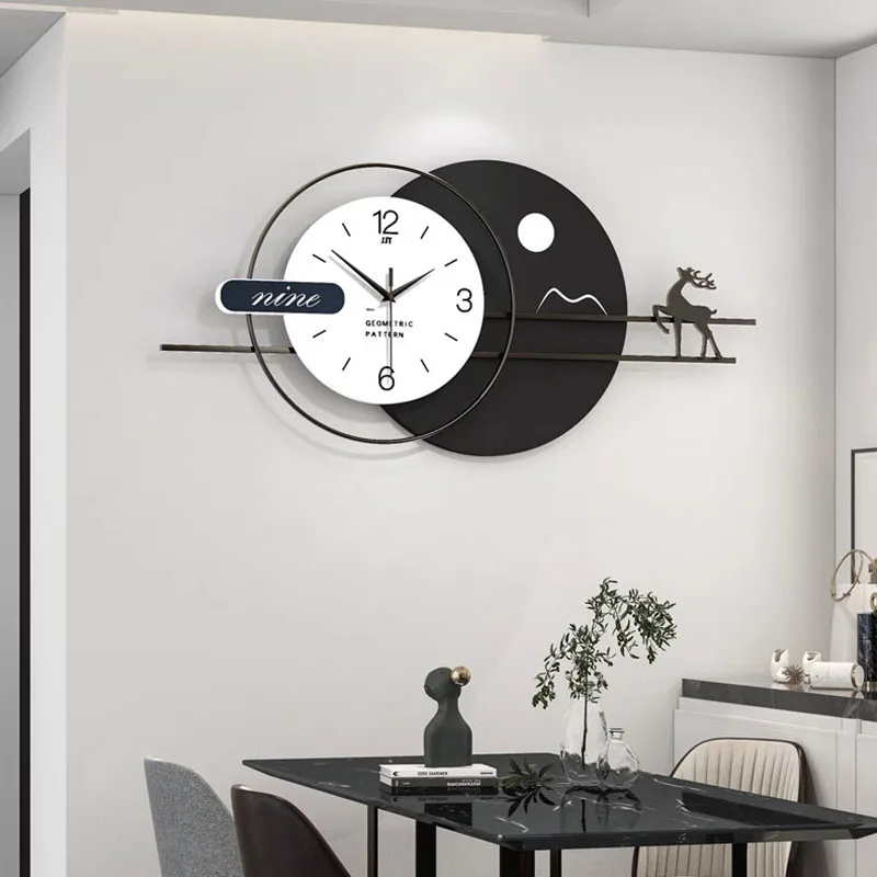 Nordic Fashion Wall Watch Big Size Alarm Wooden Metal Wall Art Aesthetic Xenomorph Wall Clocks Minimalist Reloj Pared Home Decor