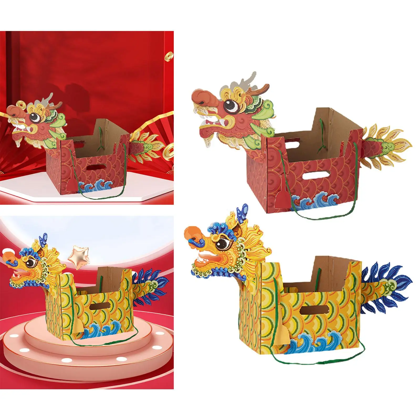 Dragón de papel chino de Año Nuevo Chino, barco de dragón, Prop, 3D, conjunto de bricolaje, Año Nuevo