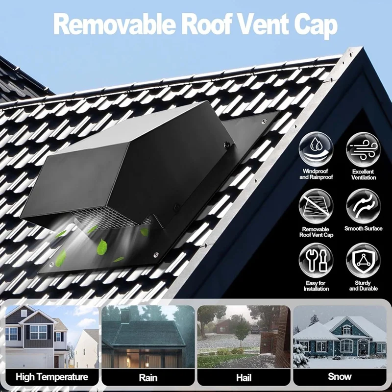 6 Inch Roof Vent Cap, Steel Removable Roof Exhaust Vents For Houses, Home Ventilation System With Damper