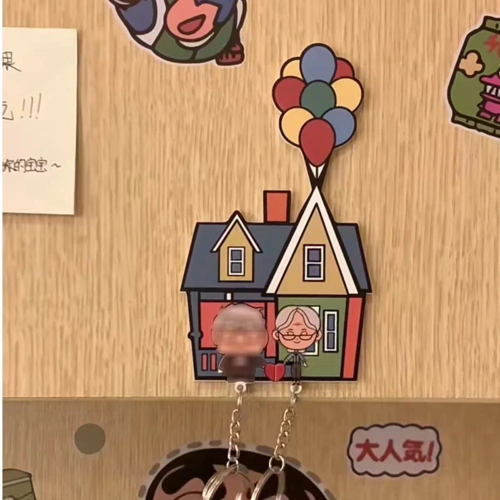 Chave Gancho Forma Casa Cabide Anime Gancho Balão Decoração de Parede de Cozinha, Casal Criativo Chaveiro, Figura Dos Desenhos Animados, Decoração