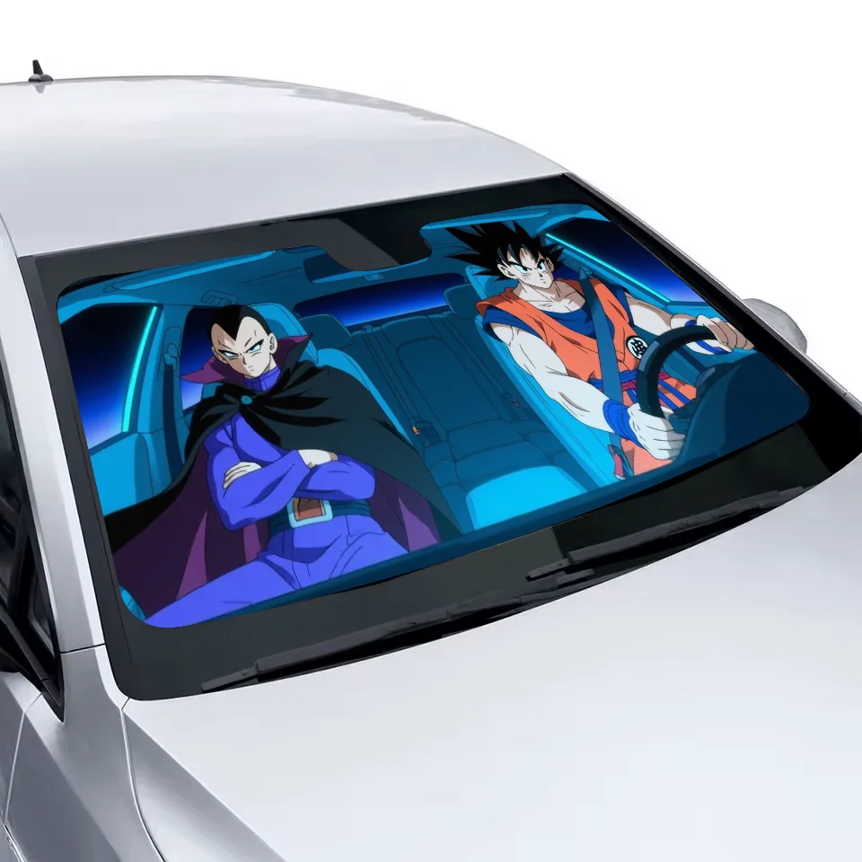 أنيمي لعبة دراغون بول سيارة ظلة الزجاج الأمامي المضادة للأشعة فوق البنفسجية حماية الجبهة الشمس الظل التبريد حامي للمركبة الداخلية