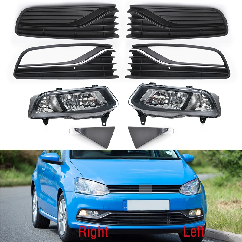 Car Front Bumper DRL Fog Light Lamp Trim Grille Cover Frame Lid Bezel For VW Polo 6C Hatchback 2014 2015 2016 2017