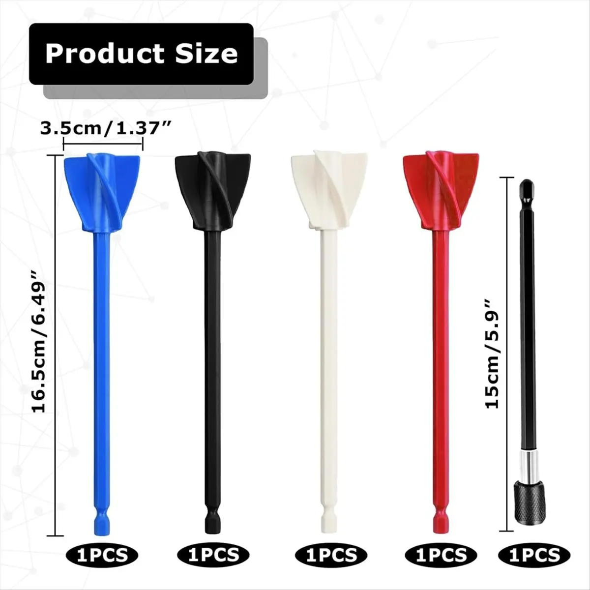(ABLP) Pack of 4 Reusable Paint Mixer, 1/4 Drill Epoxy Resin Mixing Paddle, Epoxy Resin Stirrer, Epoxy Stirrer Attachment
