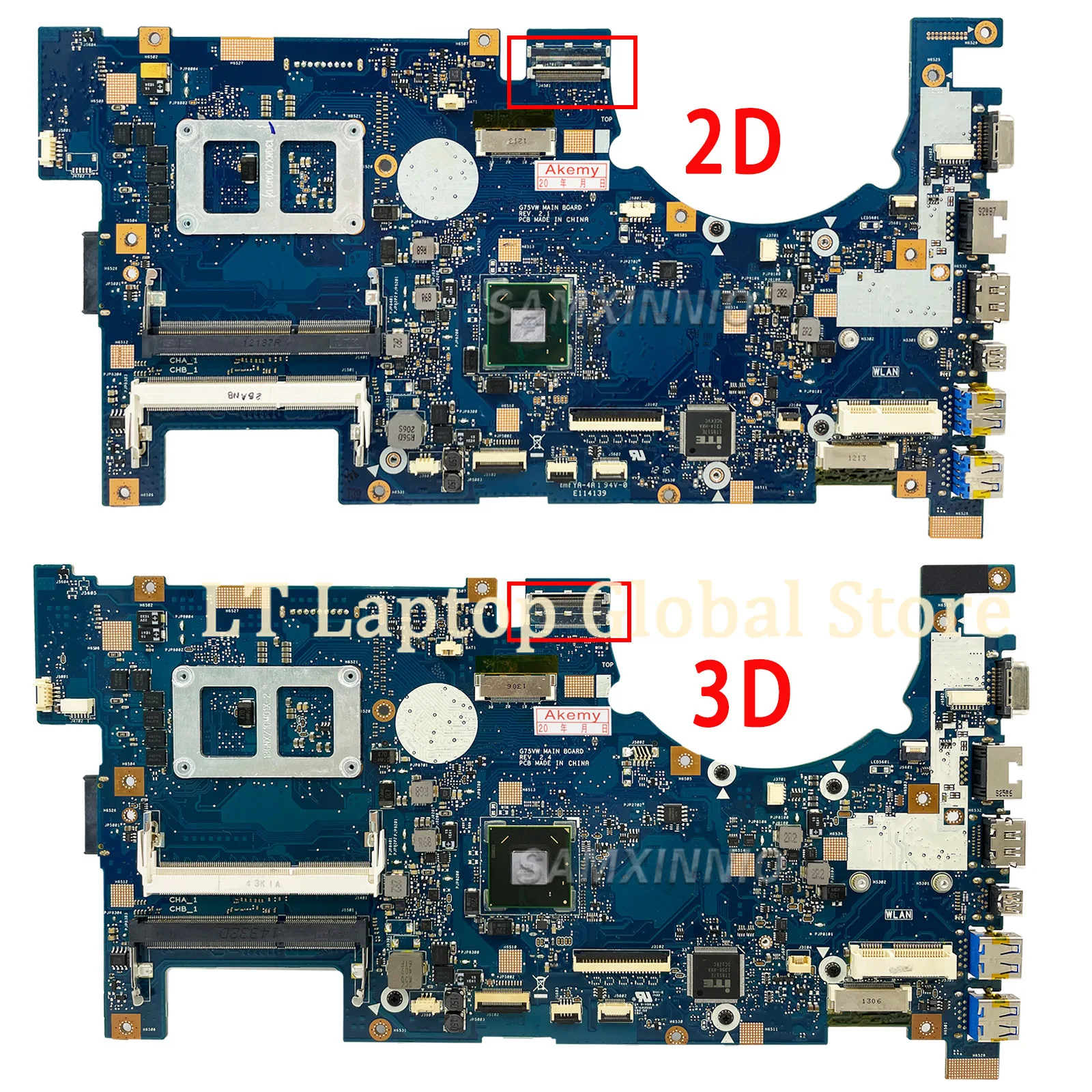 Lt g75vw mainboard für asus g75vw g75v g75vx unterstützung 2d 3d stecker 4 speichers teck platz ddr3 hm65 laptop motherboard