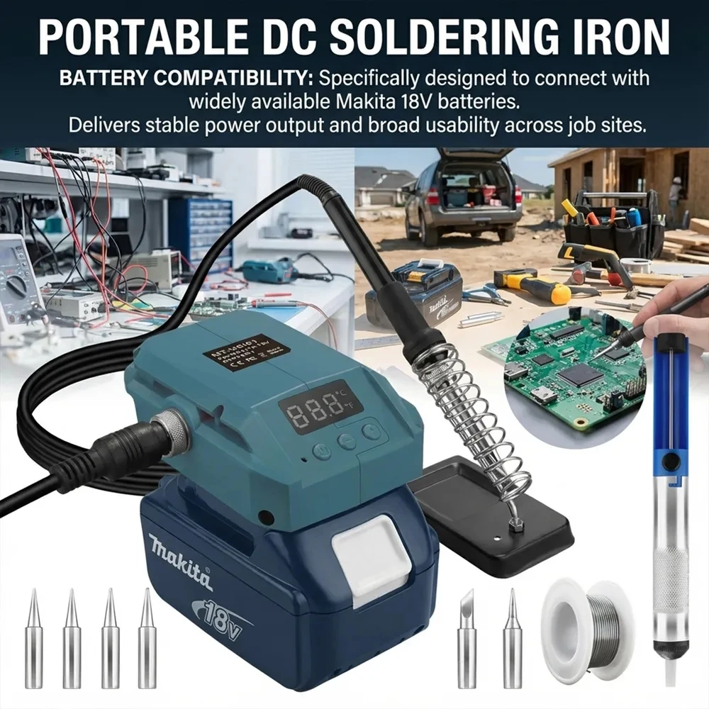 Cordless Soldering Iron for Makita 18V Battery 60W Digital LCD Display Adjustable Temperature 180-480℃ for Electronics Repair