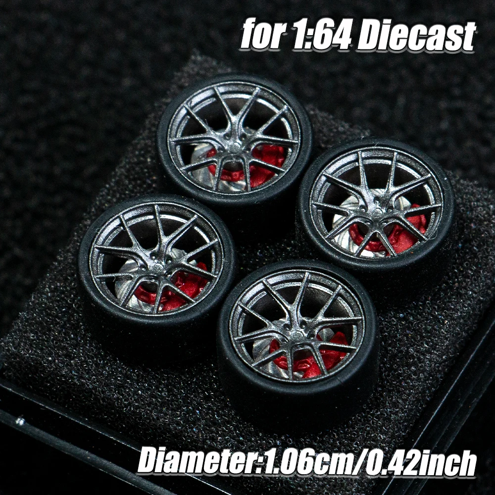 1:64 Maßstab Modellauto-Räder, 4 Stück 1 Set, 3D-gedruckte Harzfelgen mit Gummireifen für MINIGT Tomica JDM Auto-Upgrade – Detail 5