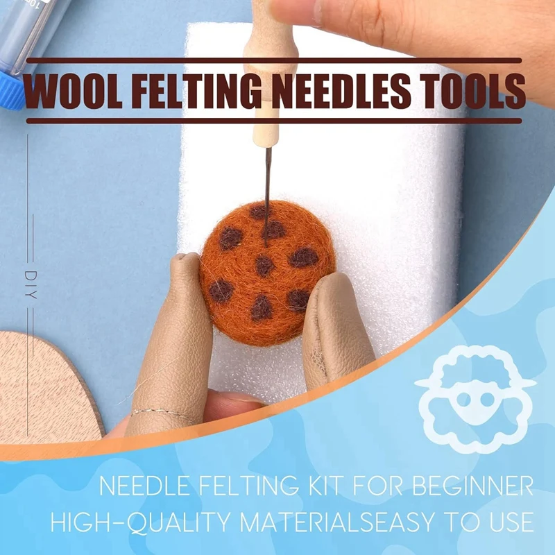 Kit alat Felting wol, alat jarum pukulan dengan 3 ukuran jarum Felting dan 1/8 jarum pegangan kayu untuk jarum