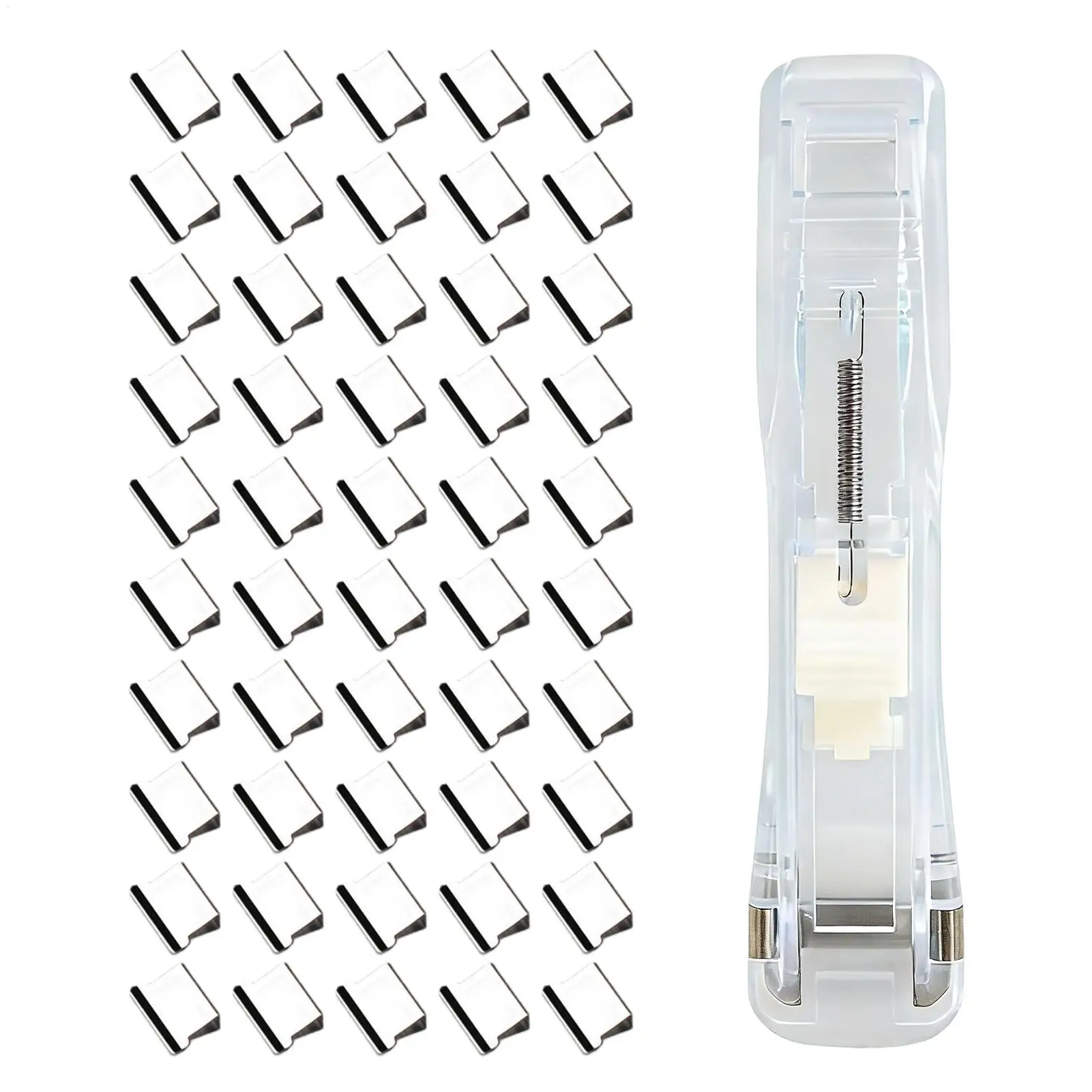 Portable Pusher Stapler With 50 Paper Clip Office Dispenser Reusable Binder Clip Stapler For Book Binding Machine Office Supplie
