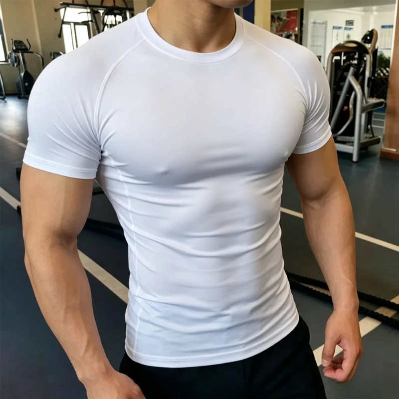 Camiseta Deportiva para Hombre, Camiseta de Compresión para Gimnasio, Fitness, Musculación, Secado Rápido, Ajustada, para Entrenamiento, Deportes, Jersey