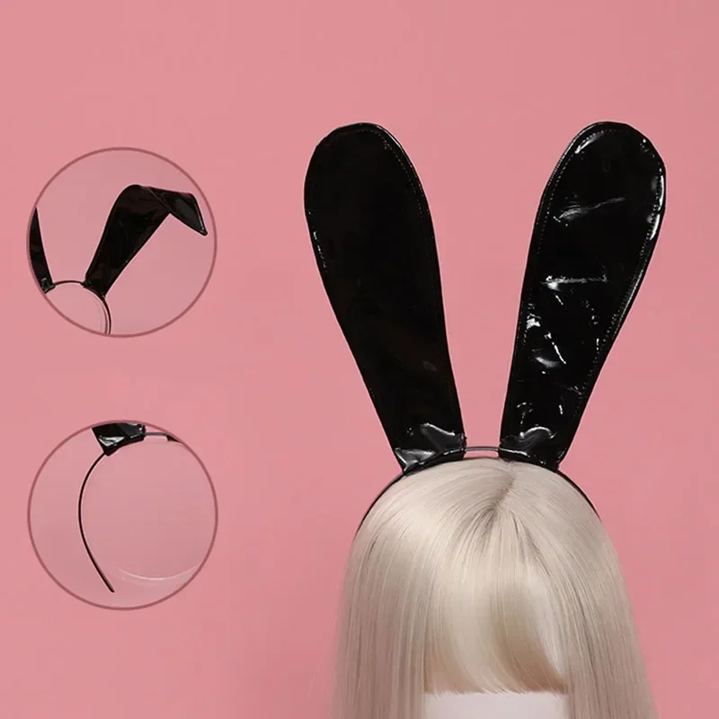 Rabbit Headbands Leather Cosplay Sexy Bunny Ears Band Funny Easter Halloween Theme Flexibilit Hair Accessories Loo MN3