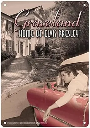 8x11.5 Tin Sign in Car at Graceland