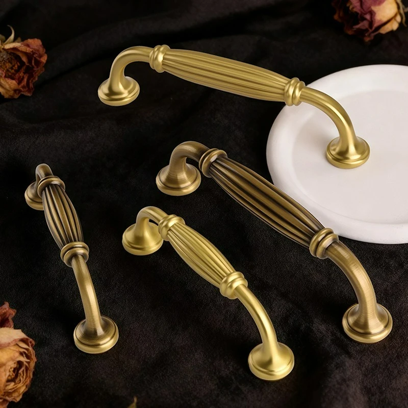 American Retro Brass Furniture Handle Cabinet Door Antique Style Drawer Antique Bronze Cabinet Wardrobe Door Handle