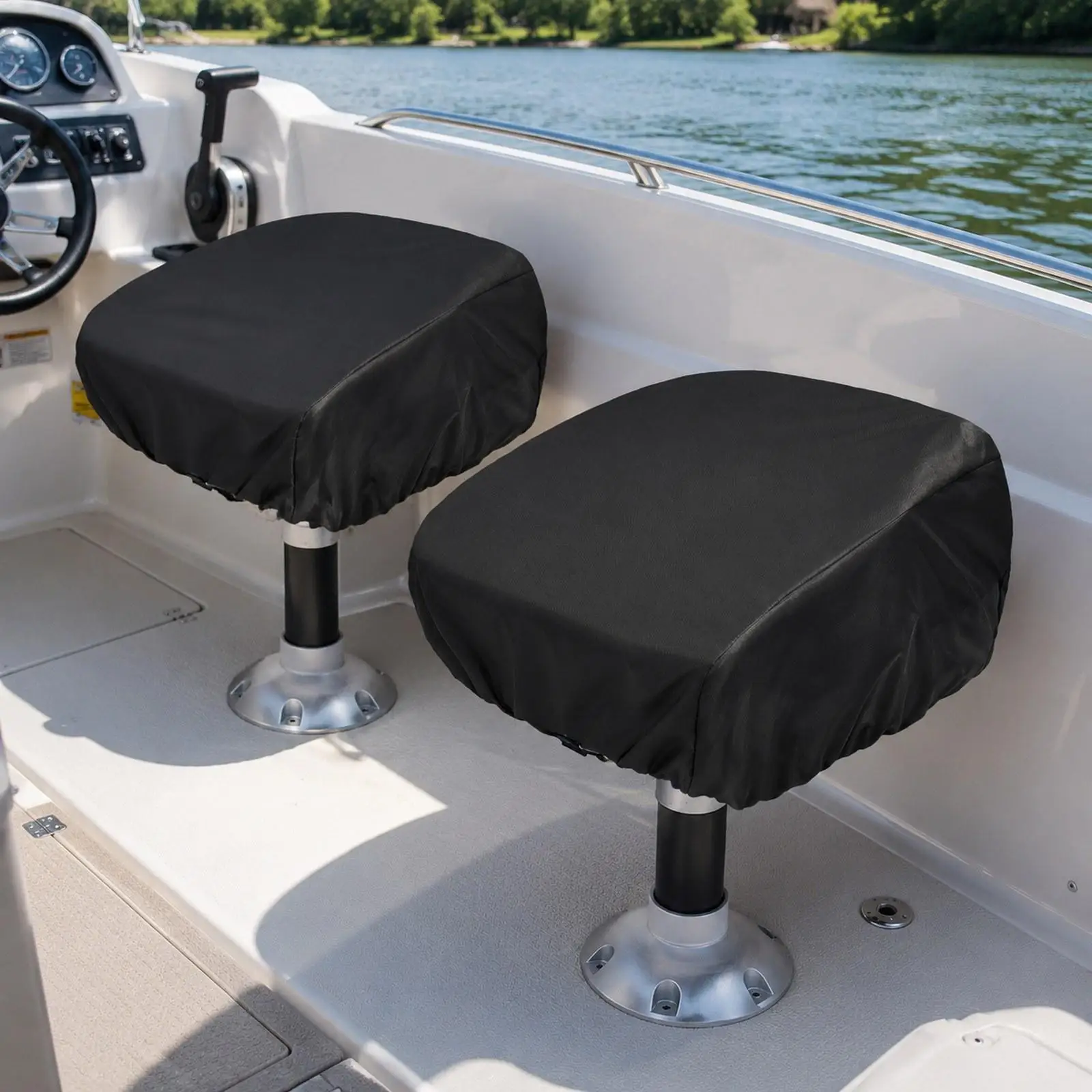 Boat Folding Seat Covers Marine Grade Oxford Cloth Seat Protector Easy Fit for Fishing and Pedestal Boats