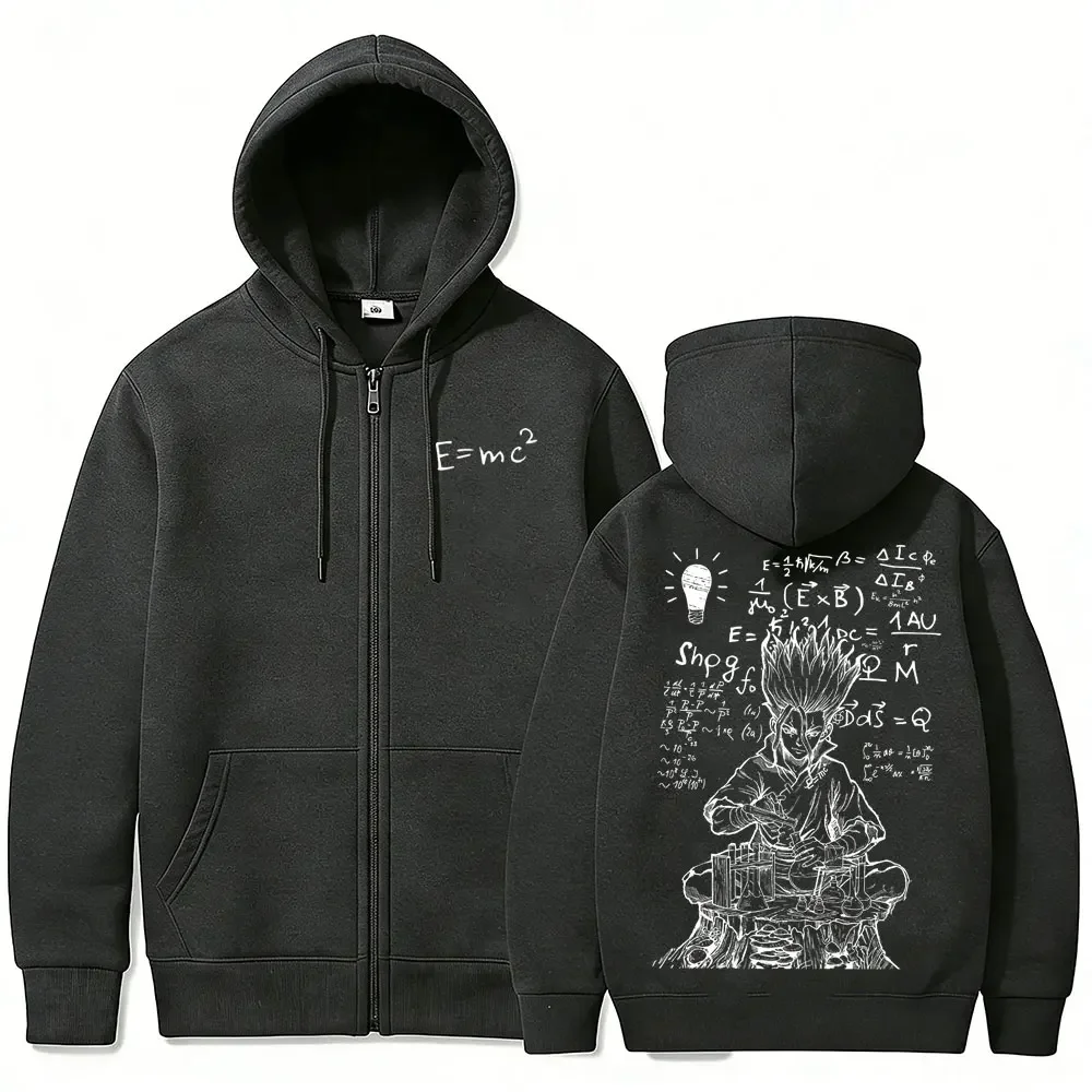 Anime Dr. Stone Zipper Hoodie Manga Senku Ishigami Zip Up Jacket Men Women Casual Oversized Zip Up Sweatshirt Cosplay Streetwear view 5
