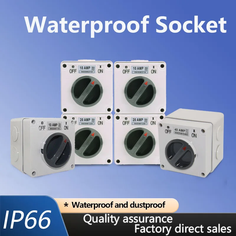 

IP66 Electrical Sockets And Switch Waterproof Dustproof Wall Plug European Standard Outdoor Power Outlet Garden Bathroom