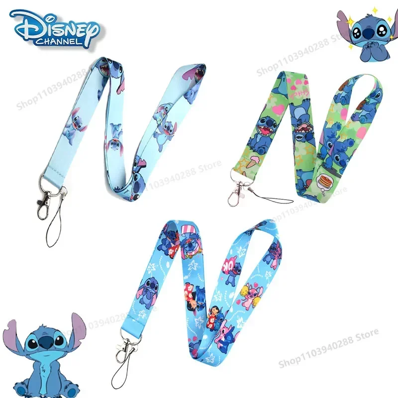 Disney Lilo & Stitch Lanyard Cute Cartoon Mobile Phone Bag Camera Lanyards Fashion Card Holder Identification Accessory for Gift