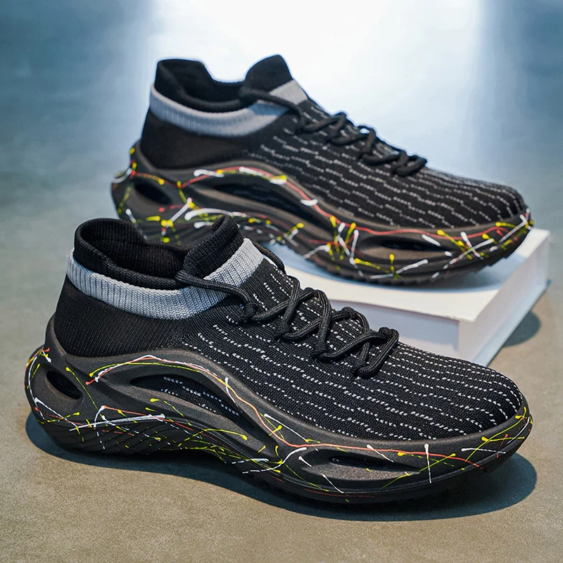 

Practical Daily Men Mesh Sport Footwear Circular Air Circulation Design Wear Resistant Running Walking Shoes