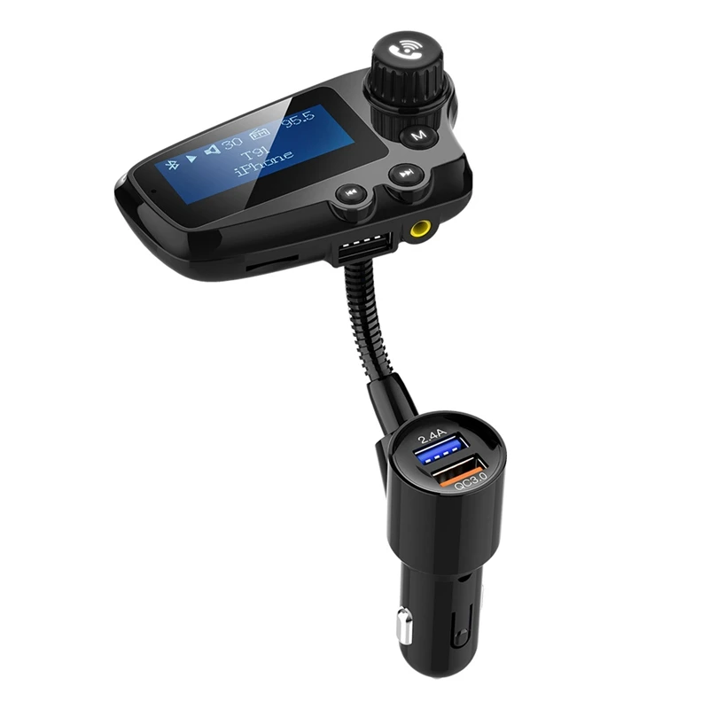 Bluetooth 5.0 Car Kit Handsfree FM Transmitter AUX Audio Receiver Car MP3 Player QC3.0 Quick Charge 1.8 Inch LCD