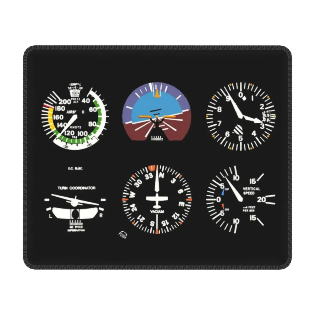 Cockpit Six Dials Flight Simulator Pilot Gaming Mouse Pad Anti-Slip Rubber Mousepad Airplane Aircraft  Office Computer Desk Mat