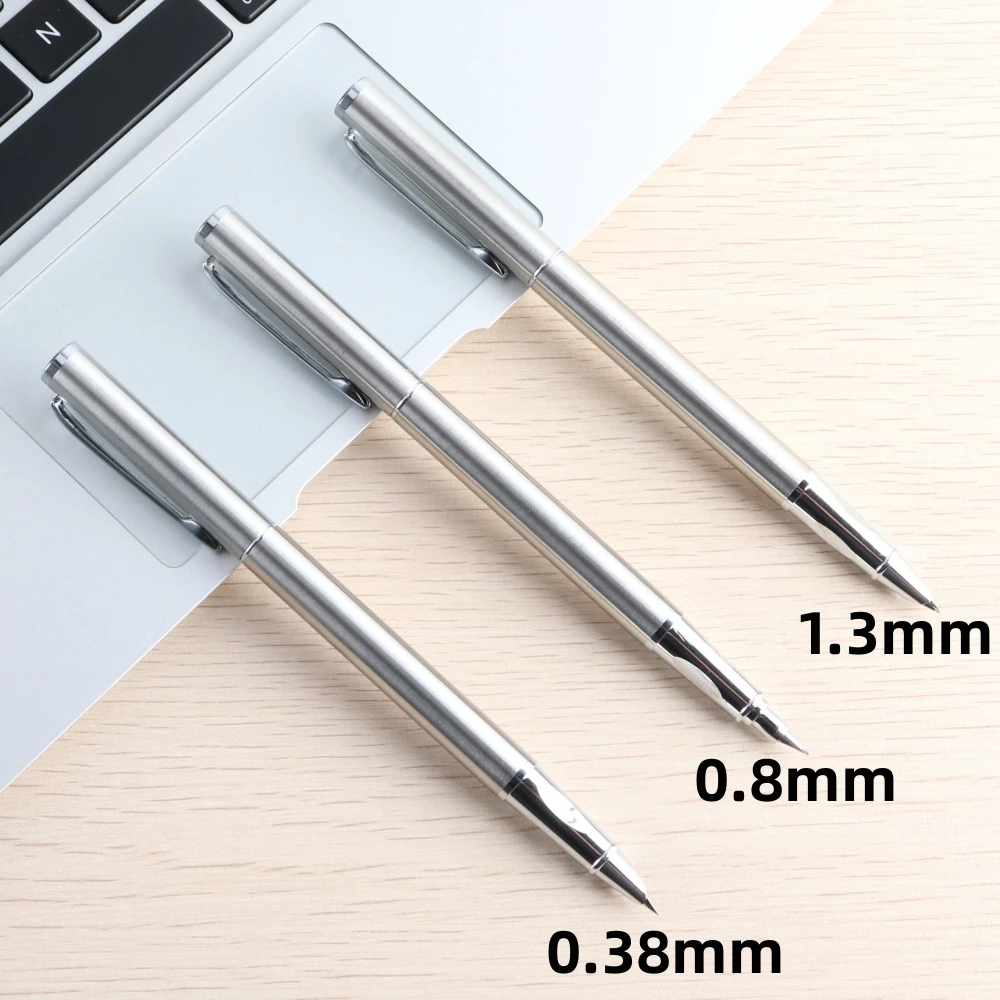 Luxury Metal Fountain Pen 0.38/0.8/1.3mm Curved Nib Student Writing Pen School Art Exercise Signature Supplies Office Stationery