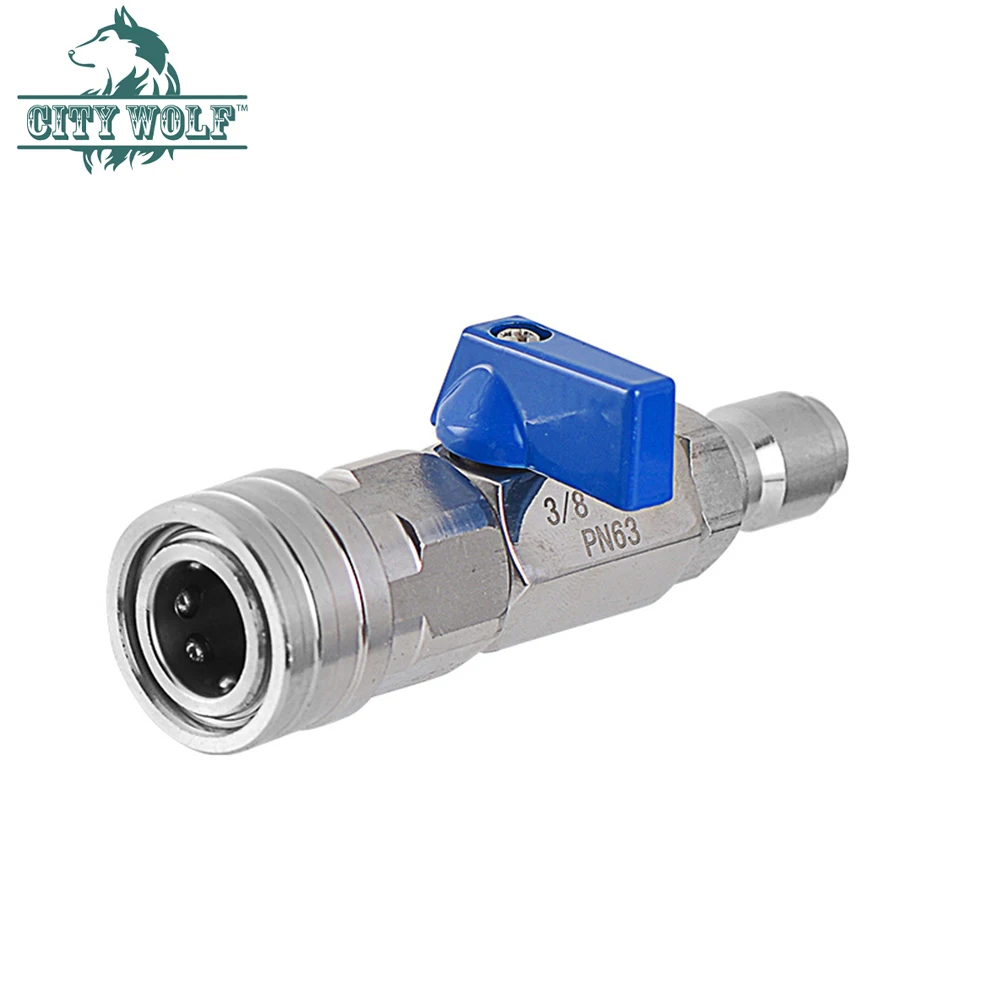 High Pressure Washer Ball Valve Kit With 3/8  Inch Quick Connector for Power Washer Hose Control Water Flow Switch