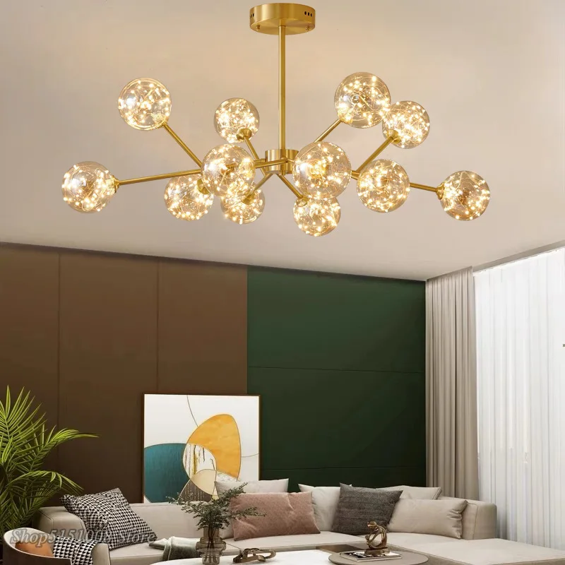 Nordic Luxury Ceiling gypsophila magic bean living room chandelier Light luxury home creative living room LED room  Chandeliers