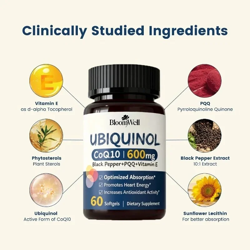 Coenzyme Q10 600mg Soft Capsules, Pan Alcohol Coenzyme Q10 Antioxidant and Energy Health