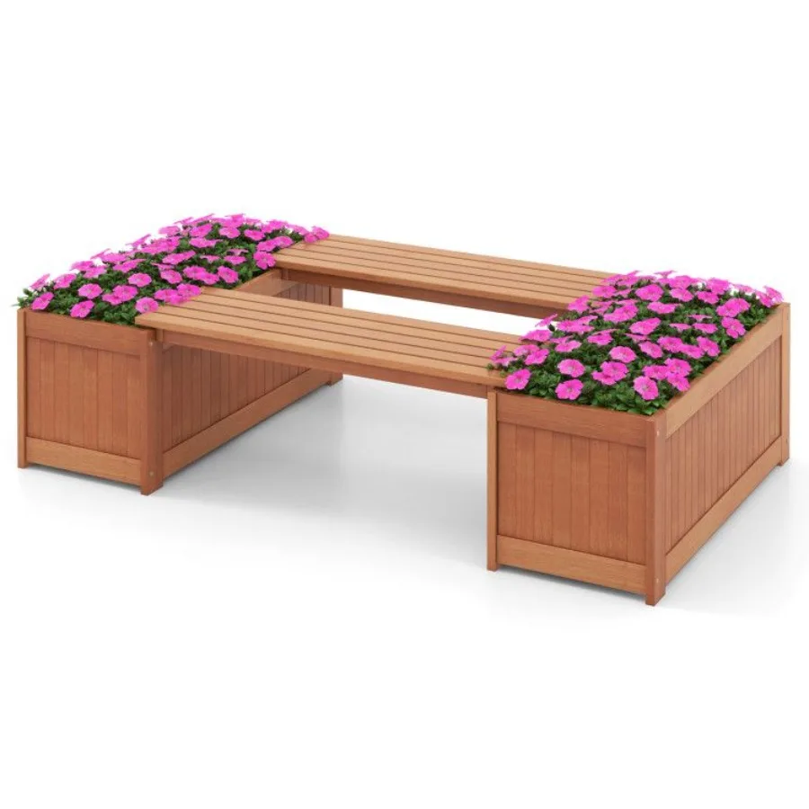 

Outdoor Plant Container with Seat for Garden Yard Balcony Deck