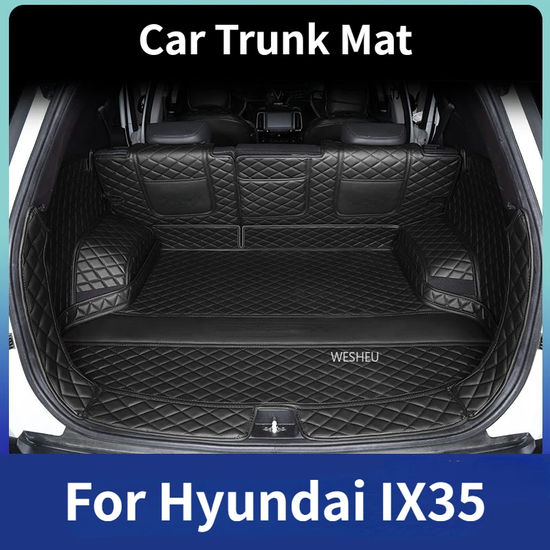 Car Trunk Mat For Hyundai IX35 2018-2023 2010-2017 Leather Waterproof Dedicated Cargo Liner Car Trunk Anti-Dirty Mat Car Styling