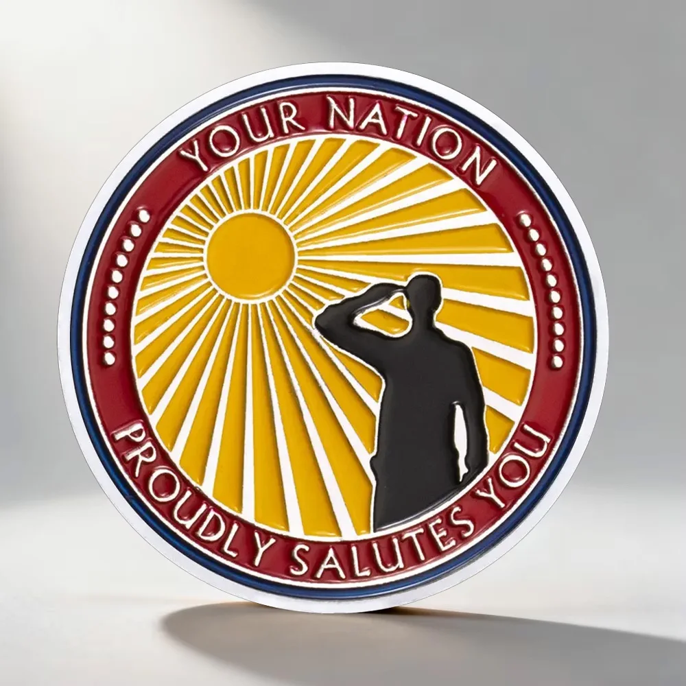 USA  Thank You for Your Service Silvery Plated Challenge Coin Honor Proudly Salutes You Veteran Commemorative Coin