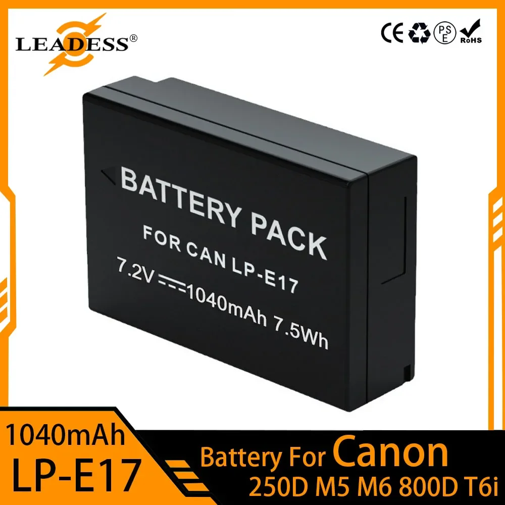 LP-E17 Camera Battery 1040mAh LPE17 LP E17 Rechargeable Battery for Canon EOS R8 RP 200D 250D M3 M5 M6 750D 760D T6s 800D T8i