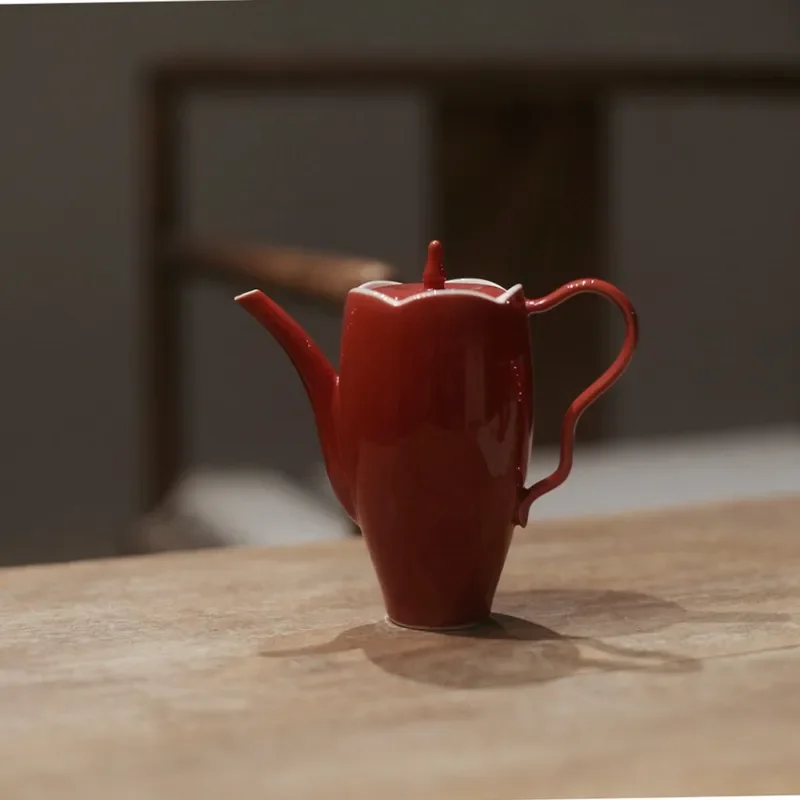 Jingdezhen Ceramic Kung Fu Tea Set Single Pot Imitation Song Dynasty Style Magnolia Pattern Teapot for Green Tea Brewing