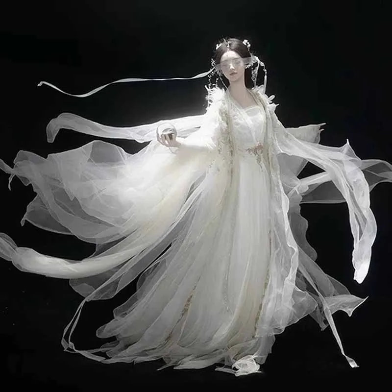 

Chinese Hanfu Dress Women Embroidered White&Blue Hanfu Suits Female Carnival Cosplay Costume Tang Dynasty Hanfu Dress Women