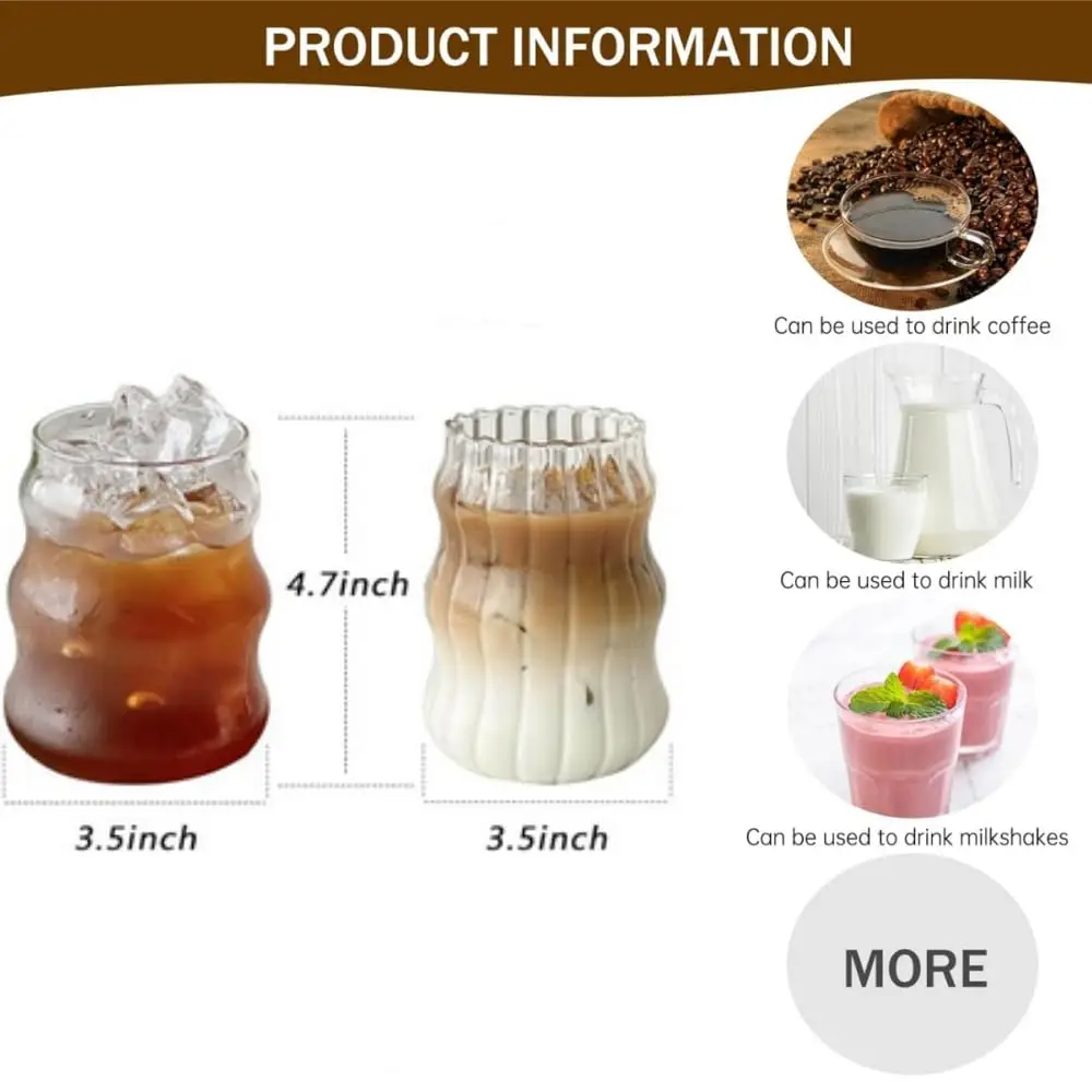 550 مللي إبريق عصير الحليب الشفاف القهوة القدح شاي فقاعات أكواب زجاجية مضلعة أكواب البيرة الفراولة درينكوير كوب للحزب #3