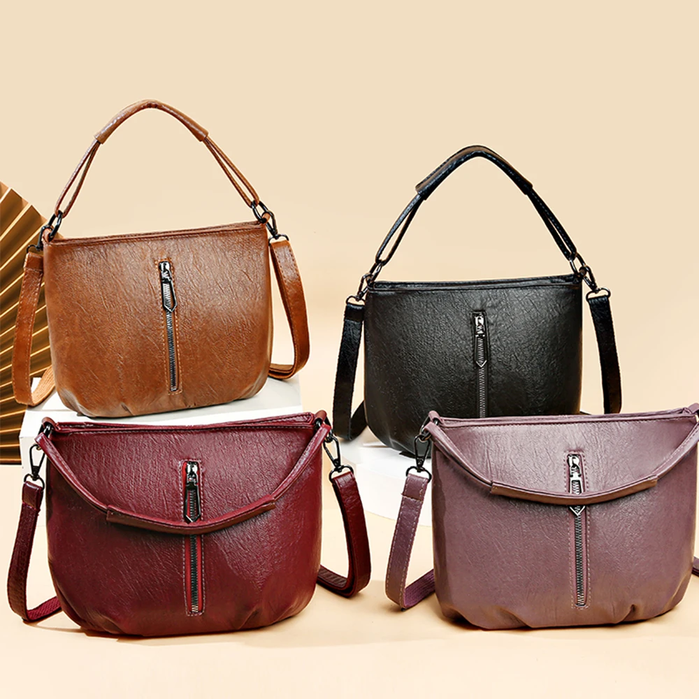 Luxury Multifunctional High Quality Leather Women Shoulder Bag Solid Color New Small Ladies Handbag Fashion Women Crossbody Bags