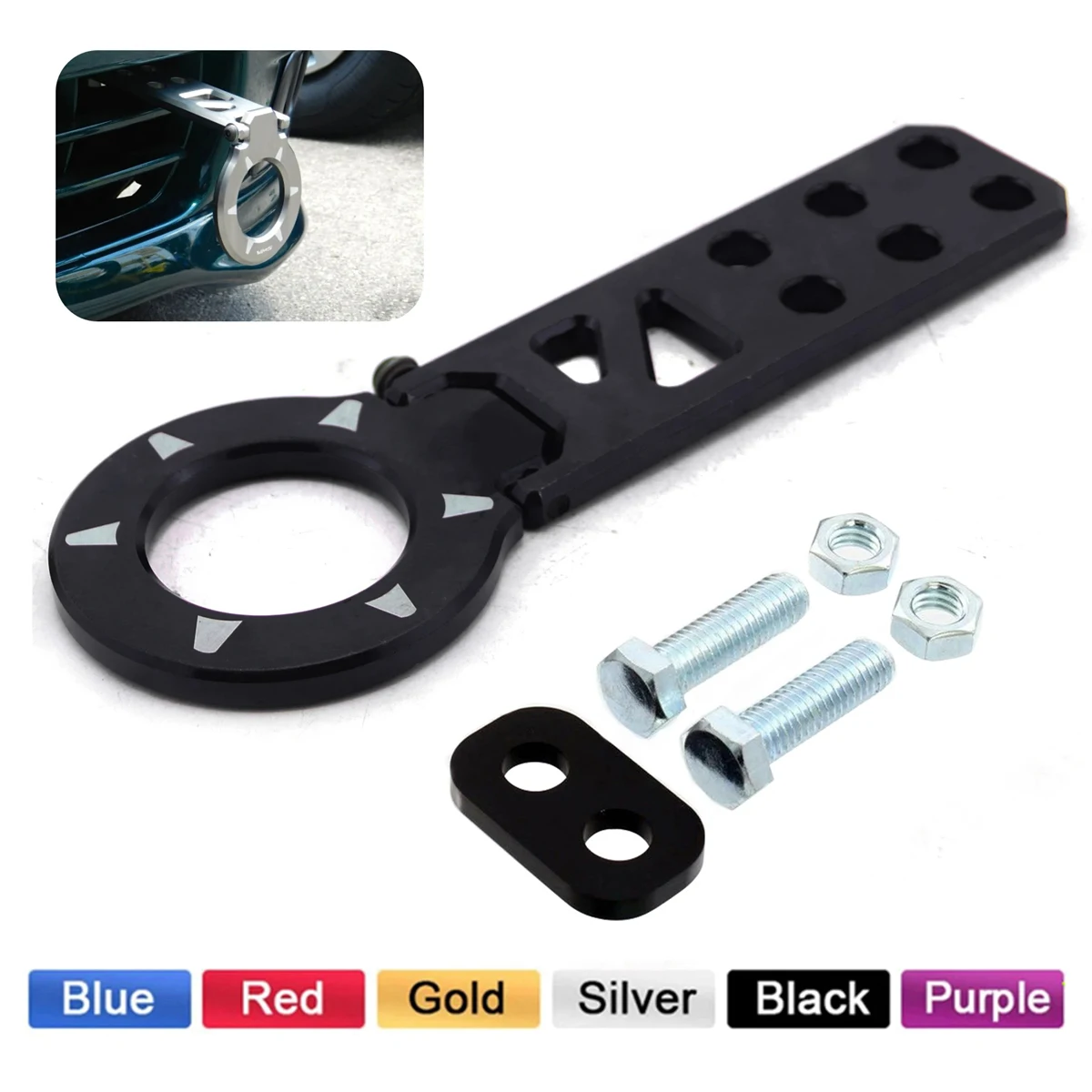 

Universal black JDM style aluminum racing front tow hook for all cars