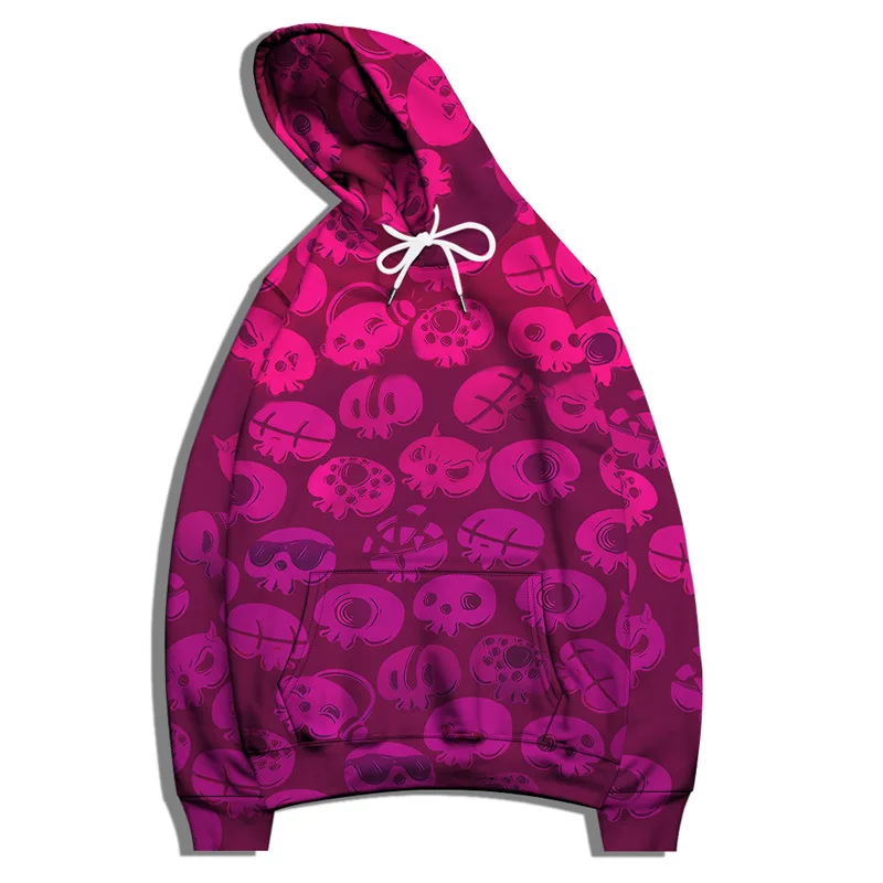 Holloween Men Hip Hop Style Clothes Hoodies Unisex Cartoon Skull Flower Printing Hooded Sweatshirt Sportwear Pullover Size S-6XL