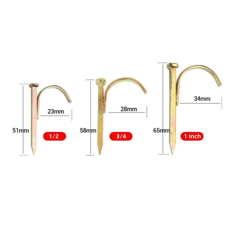 Color Zinc Carbon Steel Hose Support Hooks Water Pipe Fixed Nails Bracket For Hanging Pipes Mounting Clips