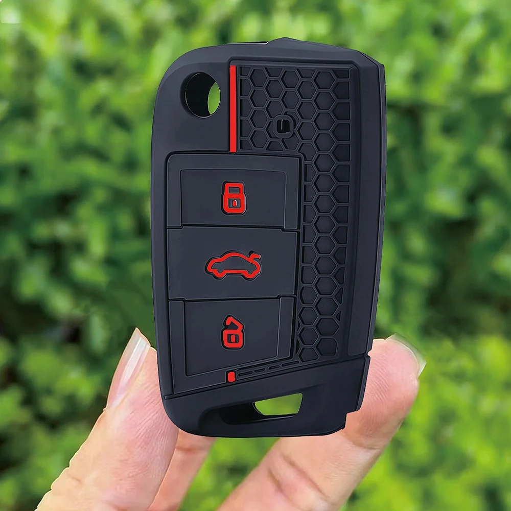 Car Silicone Key Fob Cover Case For VW Golf 7 MK7 Tiguan MK2 T-Roc T-Cross Skoda Octavia Kodiaq Seat Leon