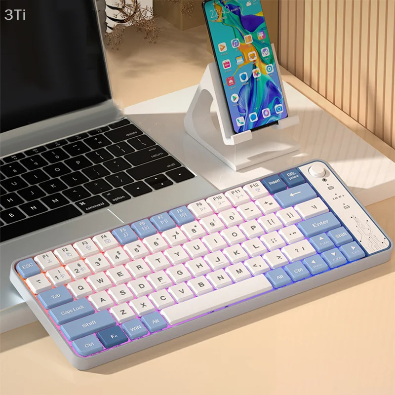 サイレント 79 キーワイヤレスキーボード調整可能なライトタイプ C 充電式ラップトップコンピュータ PC タブレット 2.4 グラム Windows 用