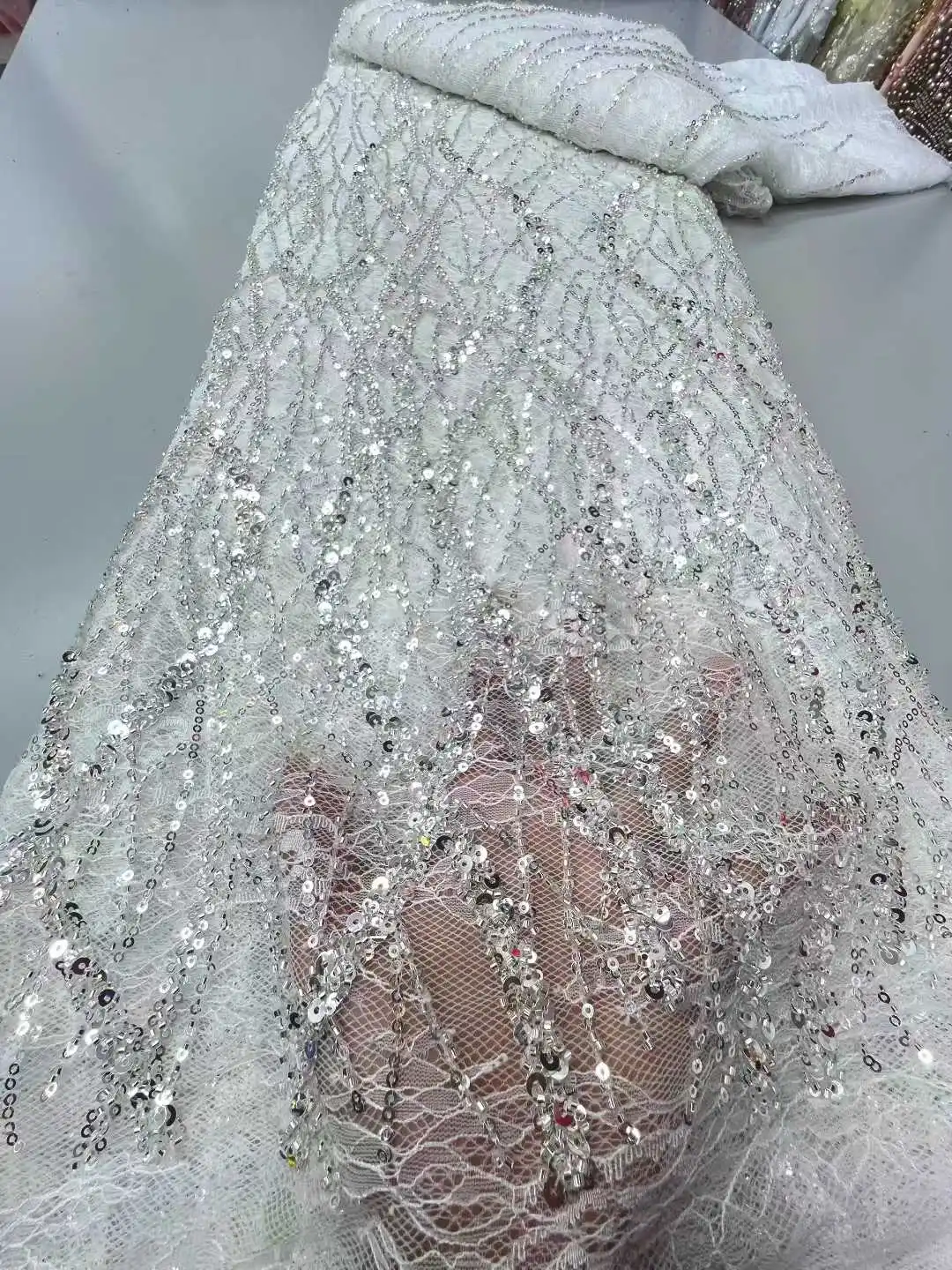 Afrikaanse kantstof 2025, kralenkantstof met pailletten, Nigeriaanse bruids, hoge kwaliteit borduurwerk, tule kantstof voor bruiloft