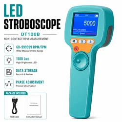 Stroboscope Strobe Light Tachometer Non Contact Measure 60-999999 RPM/FPM Velocity Hz with 0.001% Accuracy, Handheld Speedometer