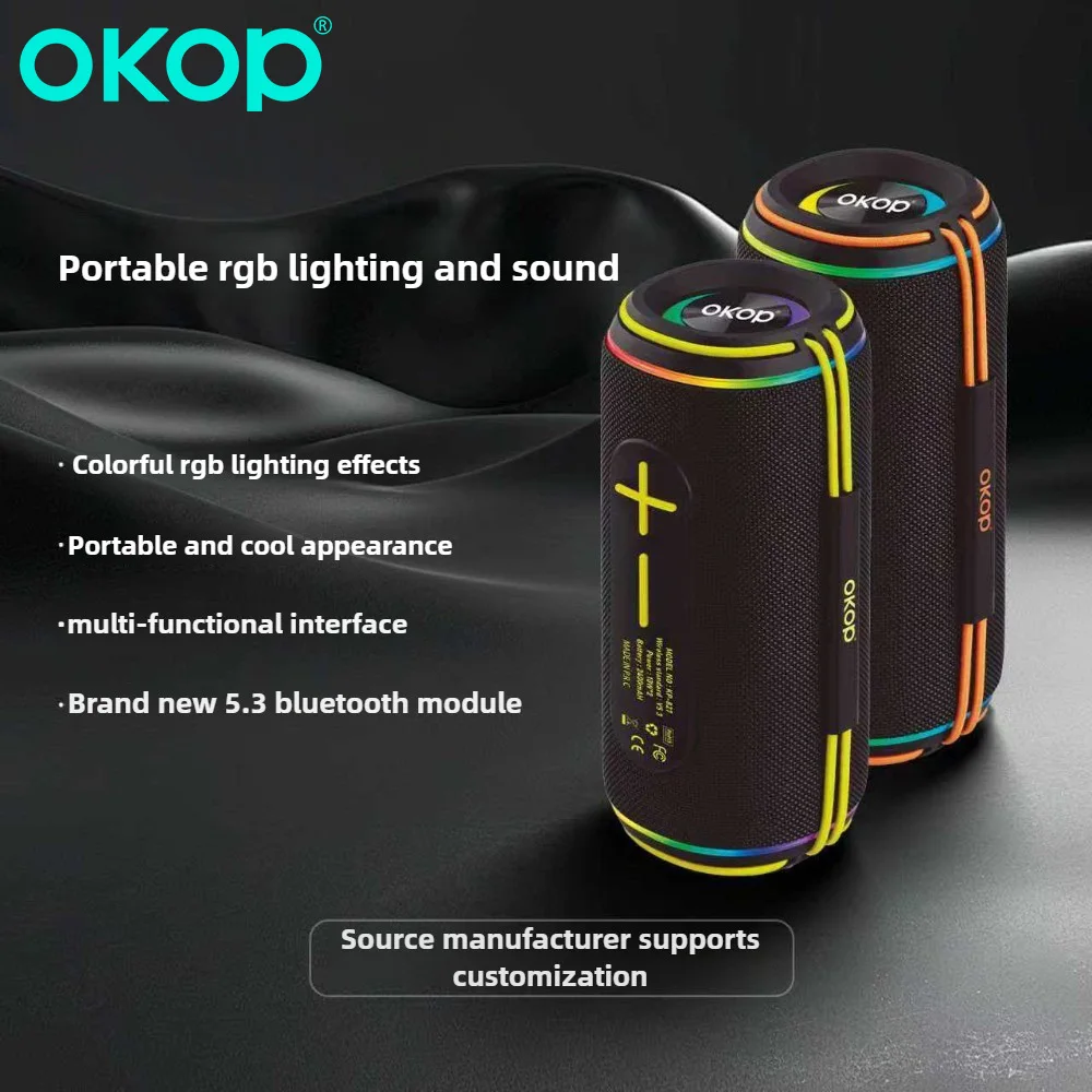 OKOPwireless مكبر صوت بخاصية البلوتوث في الهواء الطلق المحمولة الثقيلة باس ستيريو عالية الطاقة المزدوج المتكلم مضخم الصوت التخييم حفلة TF USB BLLUITUСССПКК